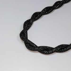 Twisted Black Mesh with Silver Accents 15" Adjustable Necklace